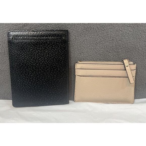 Kate Spade Grove Street Adi Card Wallet Passport Holder Set Black Cream Leather - Picture 2 of 11